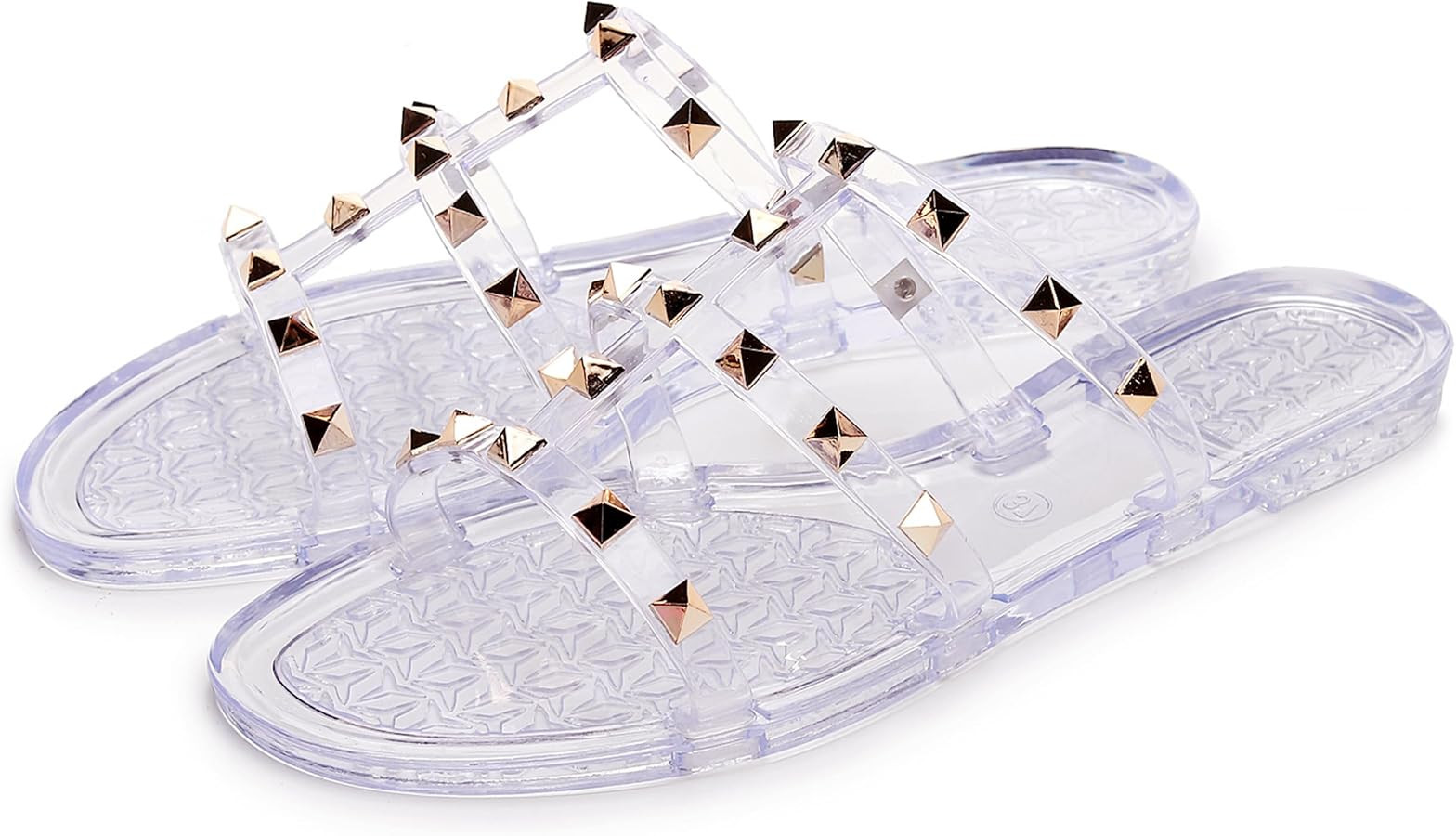 Studded Sandals for Womens Jelly Shoes Flats Stud Slides Slip On Ladies Dress Black Jellies Slipp... | Amazon (US)