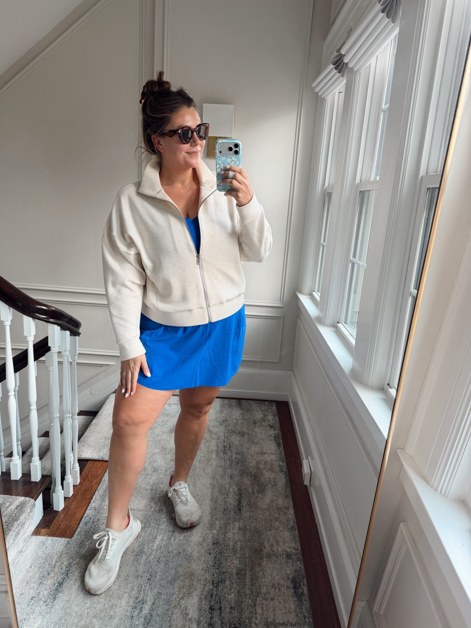 Wearing size 1X in skort & jacket, 2X in top. Use CARALYN15 on your first order at @Spanx - workout outfit // walking outfit // tennis outfit // activewear @Loopy Cases 

#LTKMidsize #LTKActive #LTKootd