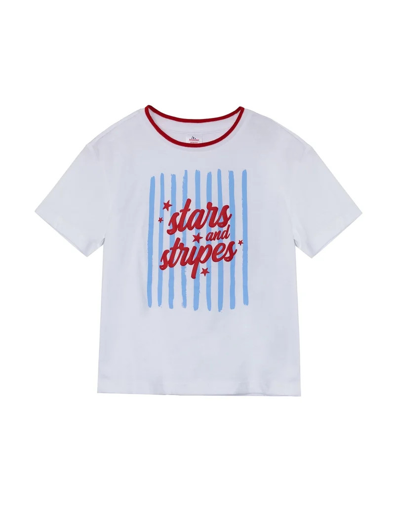 Way to Celebrate Girls Americana Short Sleeve Tee, Sizes 4-18 | Walmart (US)