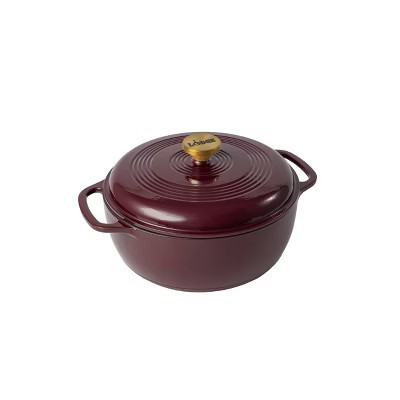 Lodge 7.5qt Cast Iron Enamel Dutch Oven Burgundy with Gold Handle | Target