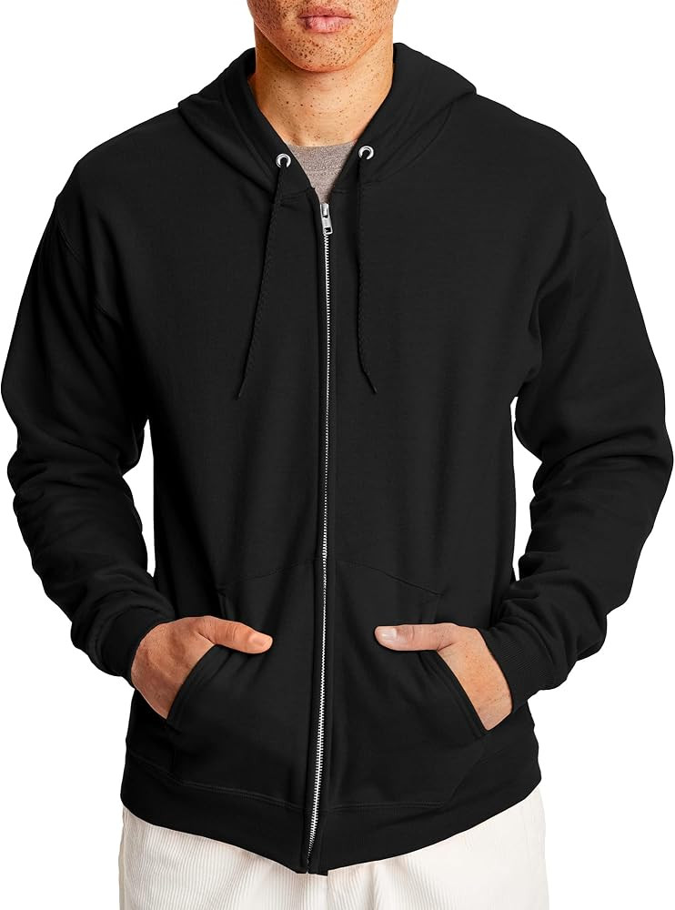 Hanes Men's Hoodie, EcoSmart Fleece Zip-Front Hooded Sweatshirt, Cotton-Blend Fleece Hooded Sweat... | Amazon (US)