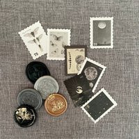 Black Flat Lay Kit, Wax Seals & Postage Wedding Detail Props, & Gold Flatlay Styling Stamps, Modern | Etsy (US)