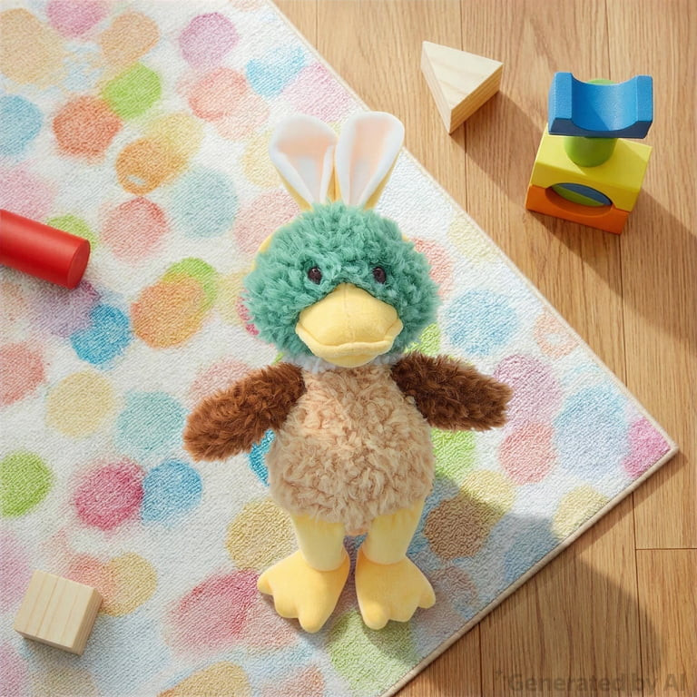 Medium Mallard Duck Plush with Bunny Ears, Yellow and Green, 13", Easter by Way To Celebrate | Walmart (US)