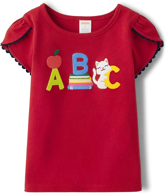 Gymboree Girls' and Toddler Embroidered Graphic Short Sleeve T-Shirts | Amazon (US)