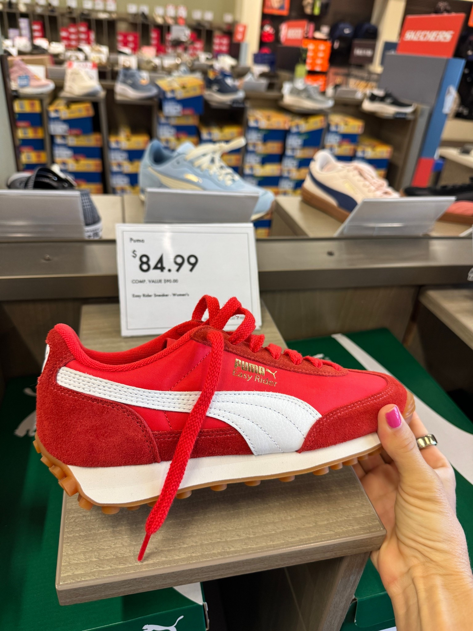 Love the red on these sneakers, plus the tan sole tread up the back. Perfect for game day.

#LTKShoeCrush #LTKOver40