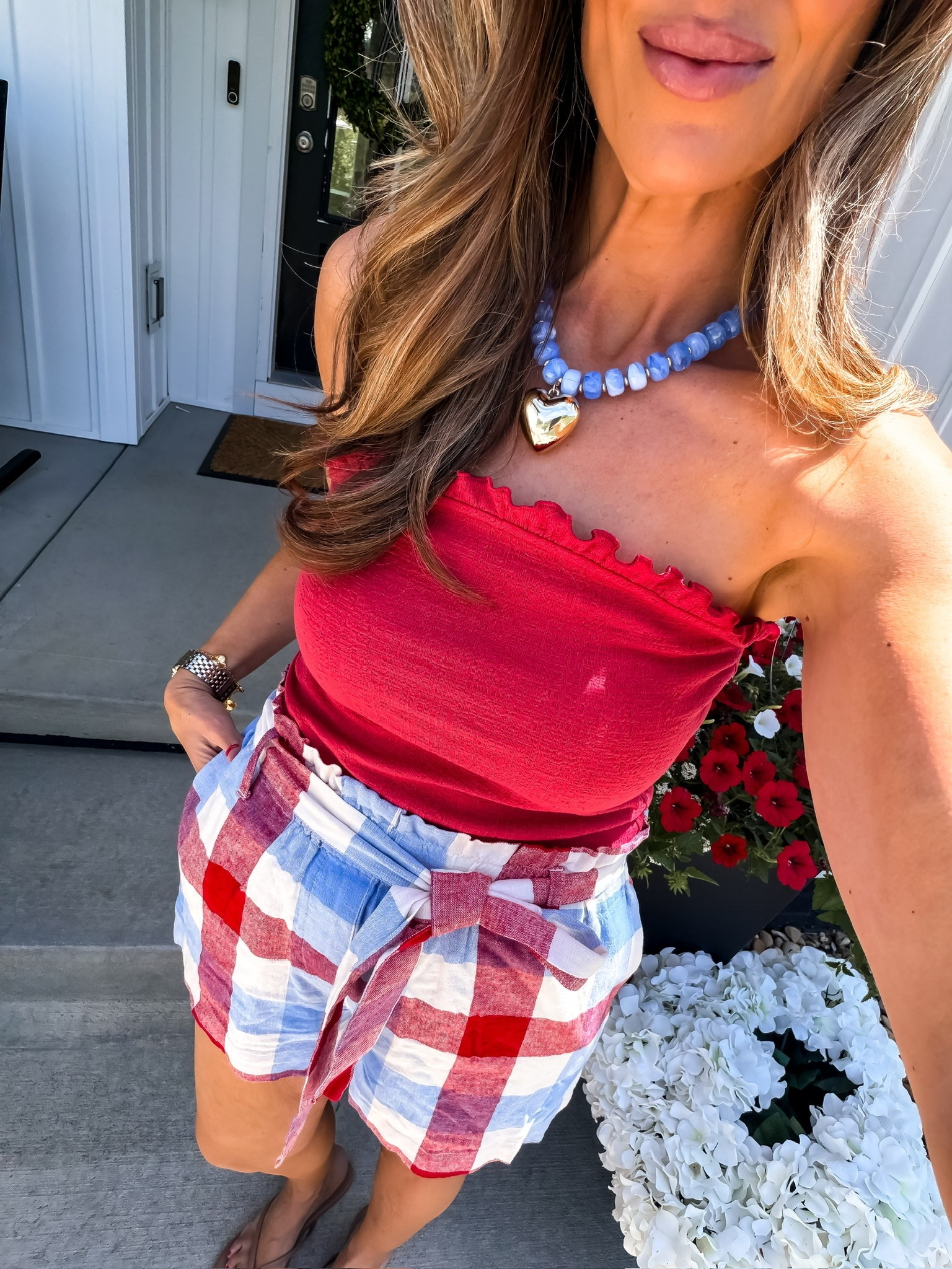 Red, white, and ready for all the summer plans ❤️ This outfit is giving backyard BBQs, fireworks, lake days, and all the festive moments in between. The gingham shorts with the pop of red are too cute and so easy to wear all season long.

summer outfit ideas, patriotic style, red white and blue outfit, Fourth of July outfit, casual mom style, festive fashion, summer shorts outfit, weekend outfit inspiration, vacation style, everyday summer look, TheMomInStyle

#LTKootd #LTKSeasonal #LTKTravel