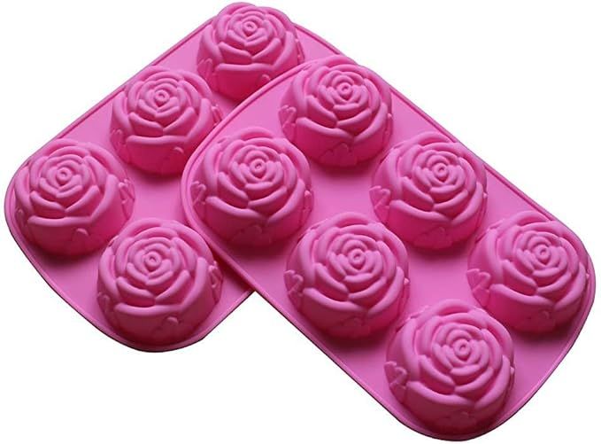 Amazon.com: PopBlossom Set of 2 Large Rose Flower Ice Cube Chocolate Soap Tray Mold Silicone Part... | Amazon (US)