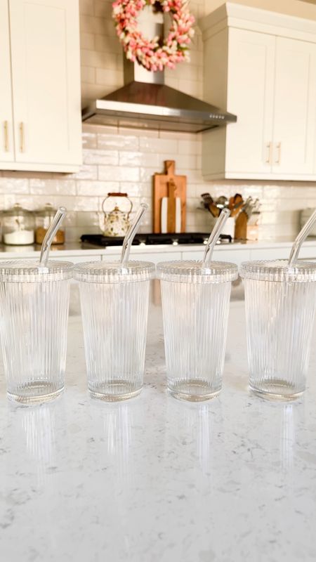 AMAZON GLASSWARE HAUL! Ribbed glassware is so on trend right now and I love how these sets come with glass straws. 

Home finds, glass cups with lids and straws, cocktail glasses drinking set, coffee mugs

#LTKSeasonal #LTKhome #LTKVideo
