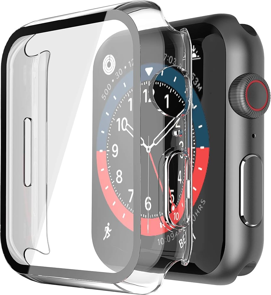 Misxi 2 Pack Hard PC Case with Tempered Glass Screen Protector Compatible with Apple Watch Series 9 (2023) Series 8 Series 7 41mm, Ultra-Thin Scratch Resistant Cover for iWatch, Transparent | Amazon (US)