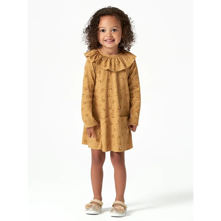 Modern Moments by Gerber Baby & Toddler Girl Ribbed Ruffle Collar Dress with Pockets (12M - 5T) | Walmart (US)