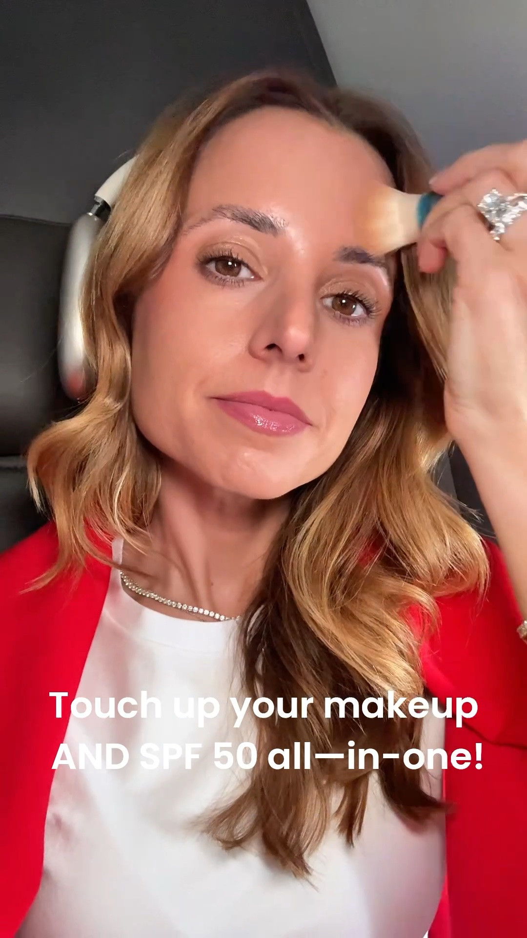 The easiest way to reapply makeup throughout the day! I love this SPF 50 powder. Travel outfit. Travel day. Abercrombie baby tee in XS. Spanx matching set - XS petite in pants and XS in top. Airport outfit.

#LTKBeauty #LTKTravel #LTKootd