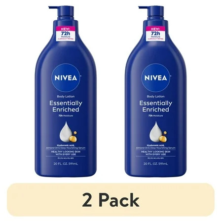 (2 pack) NIVEA Essentially Enriched Body Lotion for Dry Skin with Hyaluronic Acid and Almond Oil, 20 fl oz | Walmart (US)