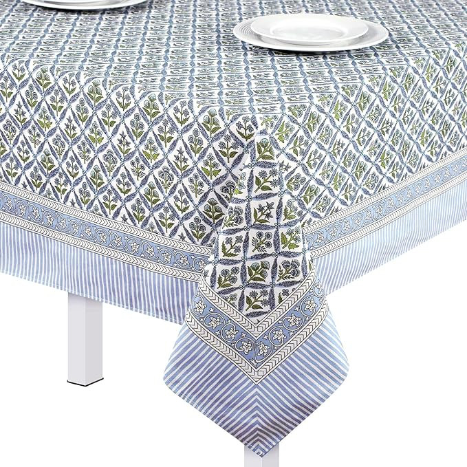 60'' x 90'' Cotton Tablecloth Handmade Cotton Floral Tablecloth Washable Print Rectangle Table Co... | Amazon (US)