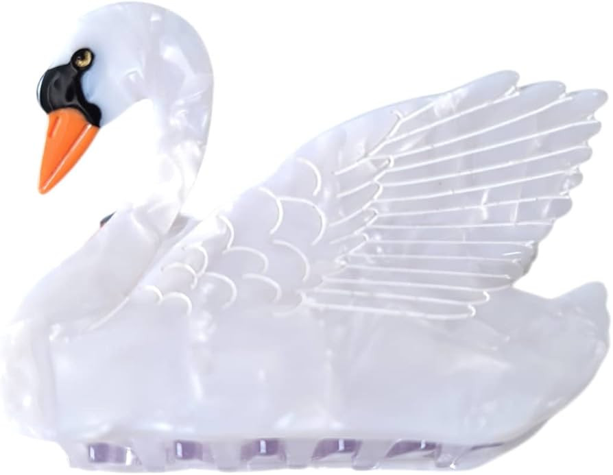 White Swan Hair Clips,Cellulose Acetate Hair Clips,Small Claw Clips for Girl,Hair Accessories,Whi... | Amazon (US)