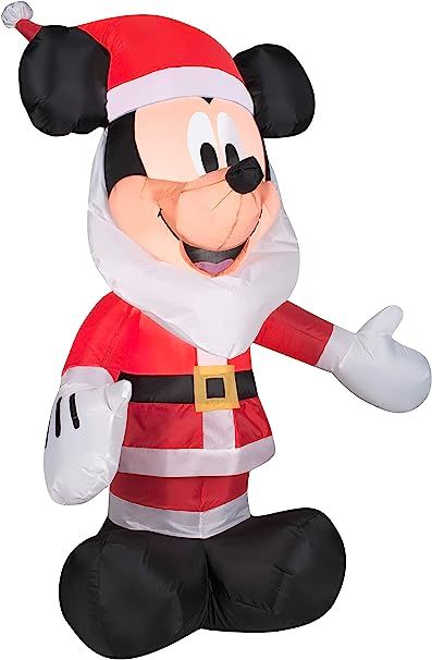Gemmy Inflatables 3.5' Mickey Mouse with Santa Beard Disney Holiday Decor | Amazon (US)