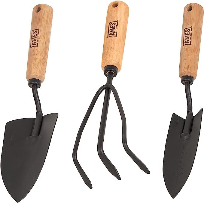 AMES 24454009 3-pc. Wood Grip Garden Tool Set with Hand Trowel, Transplanter & Cultivator | Amazon (US)