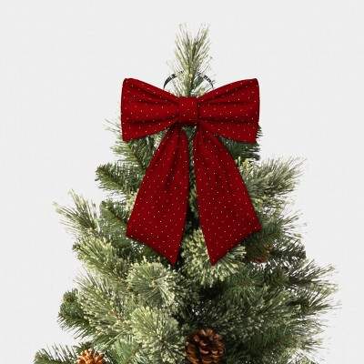 20.5" Unlit Red Velvet Rhinestone Bow Christmas Tree Topper - Wondershop™ | Target