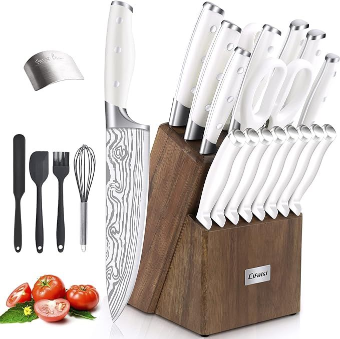 Knife Set, 23 PCS Kitchen Knife Set with Block, Germany High Carbon Stainless Steel Chef Knife Bl... | Amazon (US)