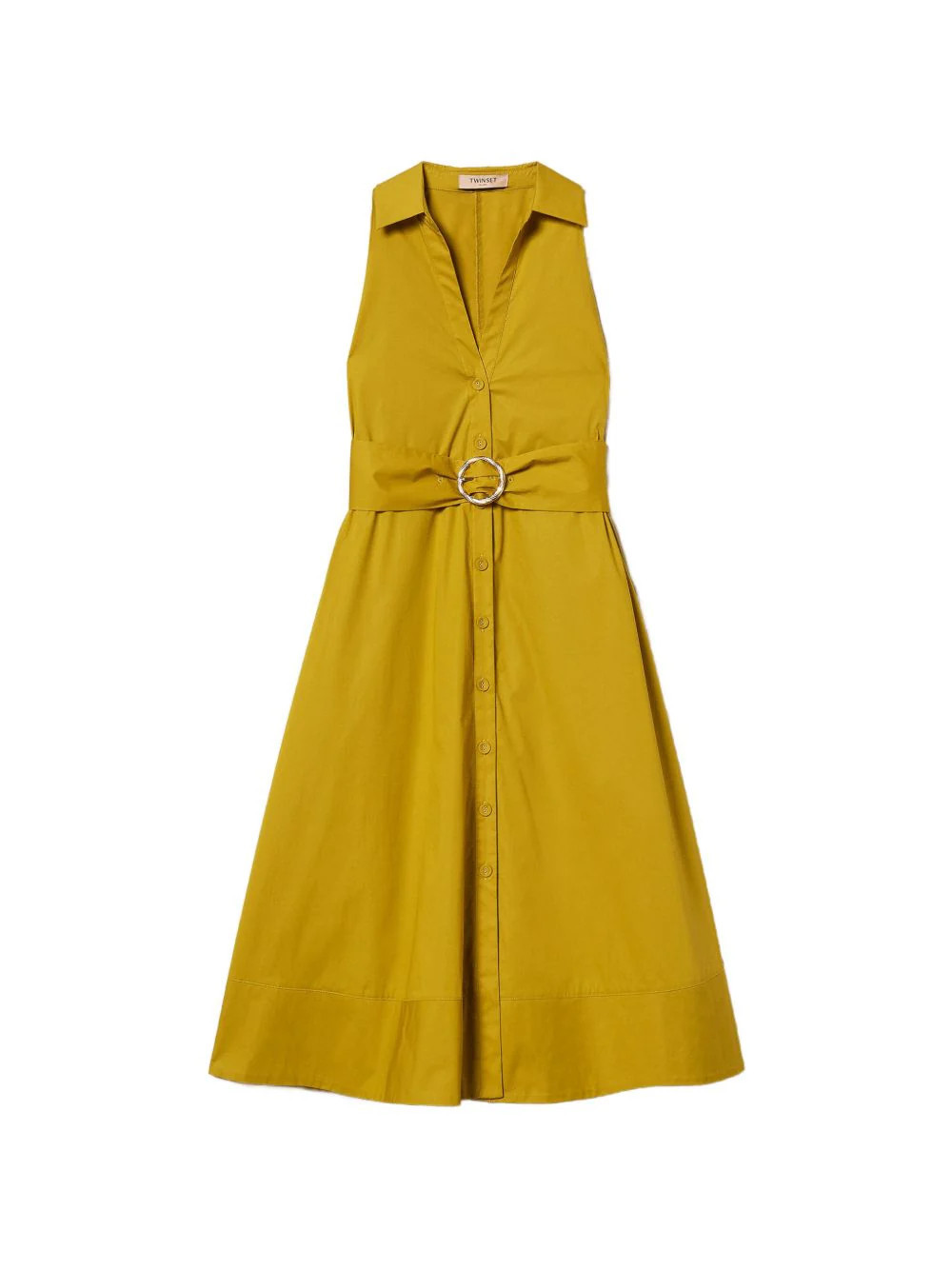 Mustard Yellow Buttoned V-Neck Day Dress | Shop Simon