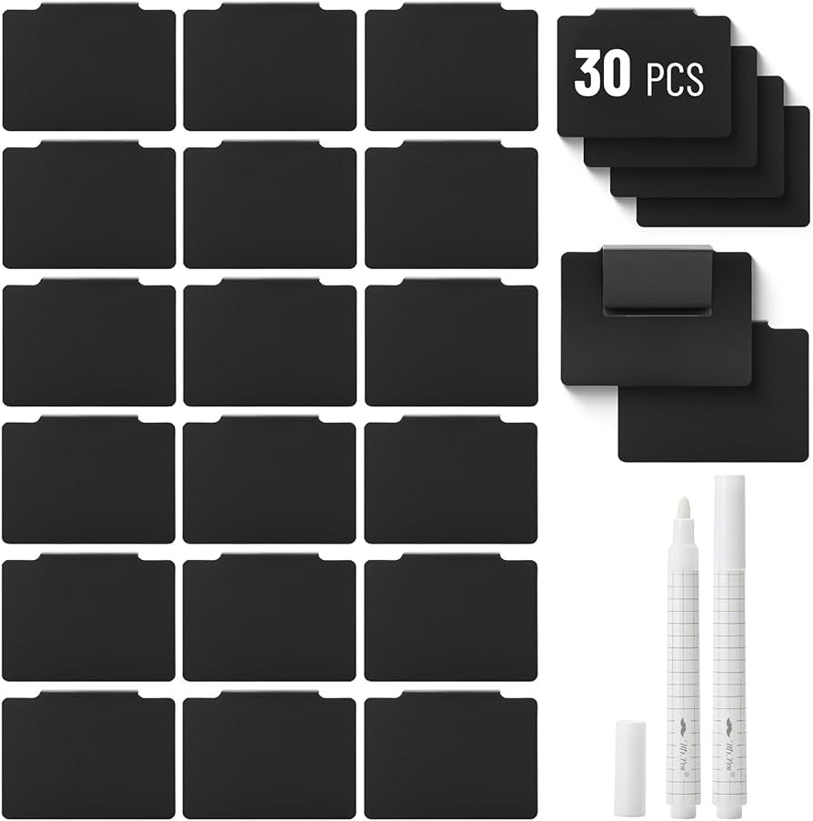 Mr. Pen- Basket Labels Clip On Set, 32 pcs, 30 Removable Bin Labels Clip On with 2 Chalk Markers | Amazon (US)