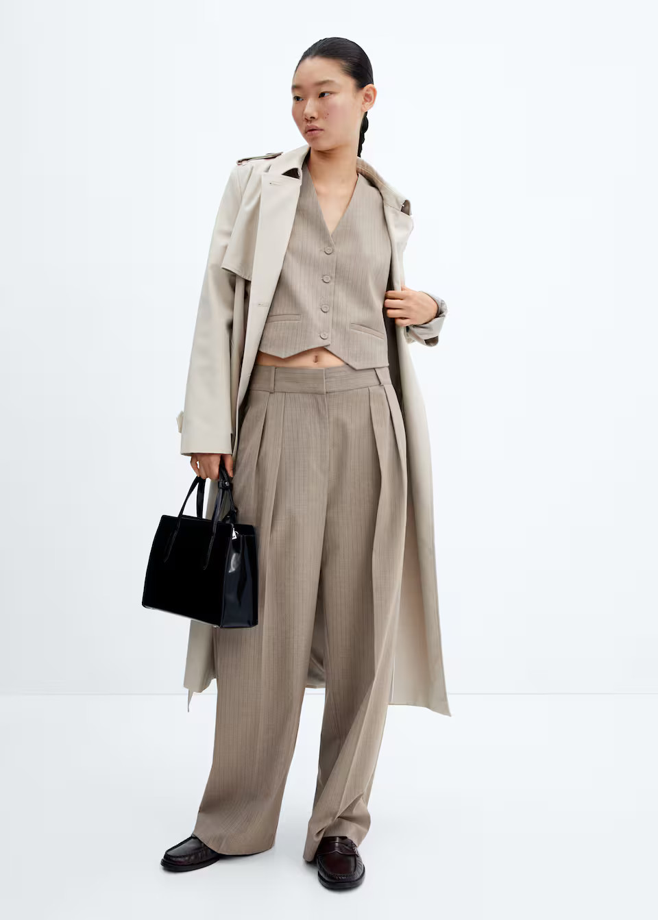 Chalk-stripe trousers | MANGO (UK)