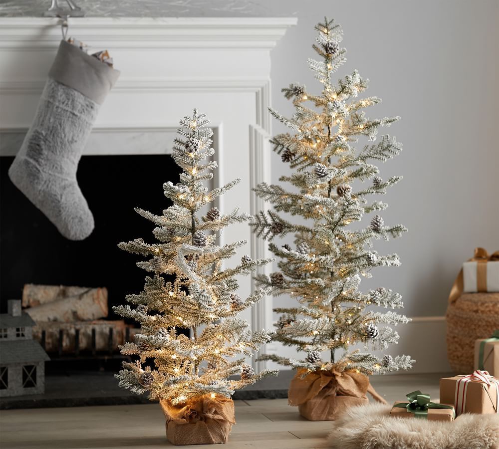 Pre-Lit Faux Snowy Pine Trees | Pottery Barn (US)