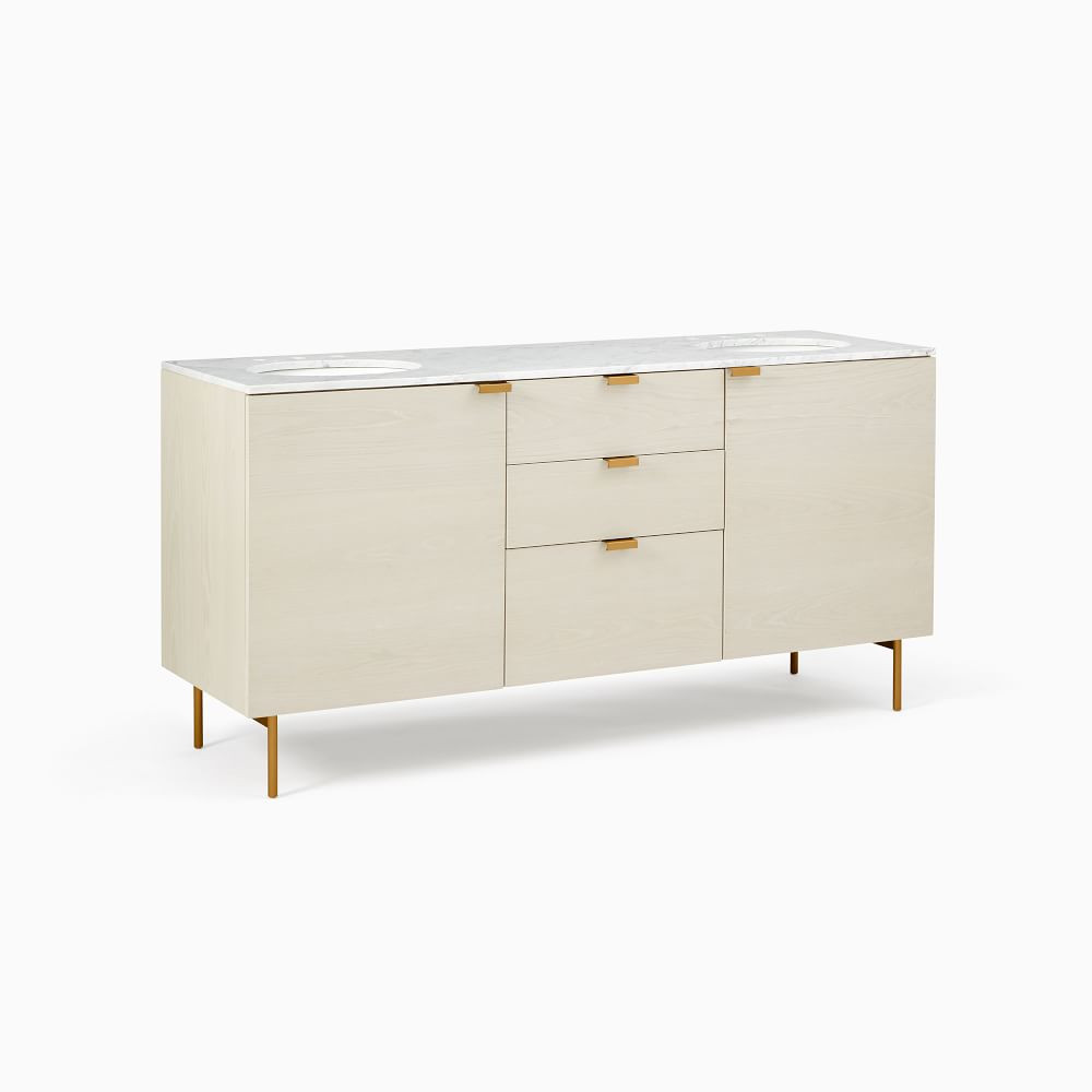 Delphine Double Wide 72&amp;quot; Bath Console, Feather Gray/Antique Brass | West Elm (US)