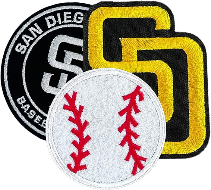 3Pcs San Diego Baseball Iron On Patches - Embroidered Applique for Hats, T-Shirts, Backpacks, Jea... | Amazon (US)