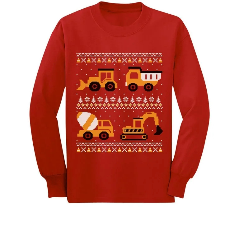Tstars Boys Unisex Ugly Christmas Sweater Toddler Gift for Tractor Loving Kids Tractors Bulldozer... | Walmart (US)