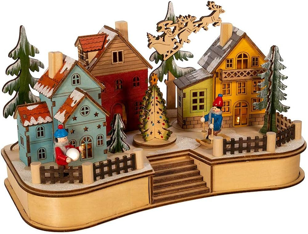 Kurt S. Adler Engineered Wood Kurt Adler 7.08-Inch Battery-Operated Musical LED Motion Village Ho... | Amazon (US)