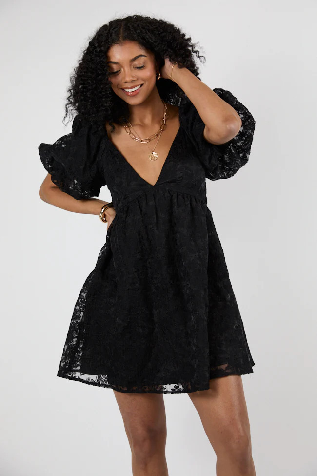 Midnight Muse Black Lace Babydoll Dress SALE | Pink Lily