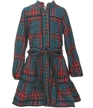 Big Girls Long Sleeve Zanna Tie Plaid Tween Dress | Dillard's