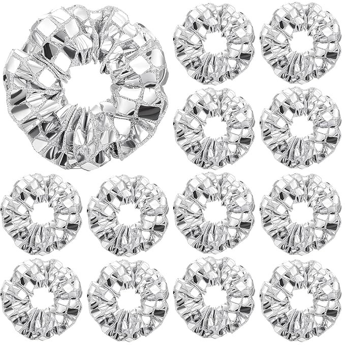 12 Pack Disco Ball Sequin Hair Scrunchies Last Disco Bachelorette Party Favors Silver Metallic Ha... | Amazon (US)