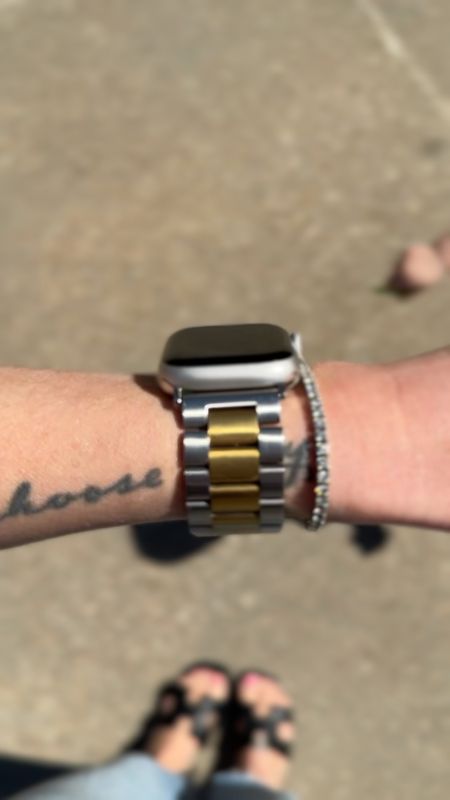 Inexpensive mixed metal Apple Watch band. I even wear this in the pool! 

#LTKGiftGuide #LTKfindsunder50 #LTKstyletip