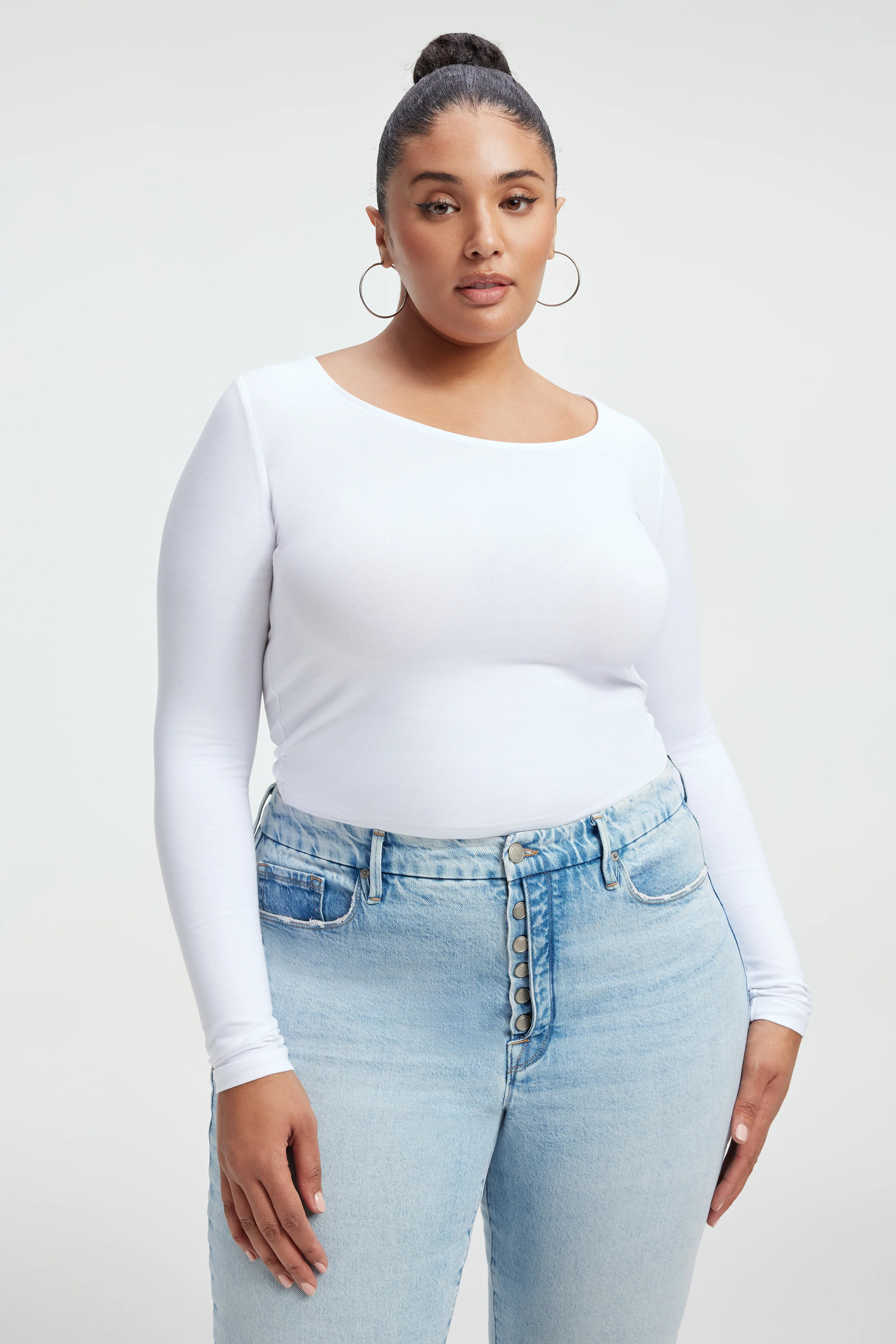 SUPER STRETCH LONG  SLEEVE | WHITE001 - GOOD AMERICAN | Good American