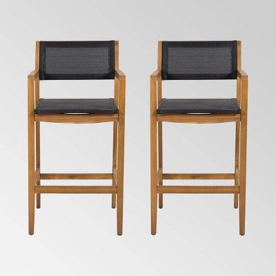 Fairfax 2pk Acacia Wood Bar Stools - Teak/Black - Christopher Knight Home | Target