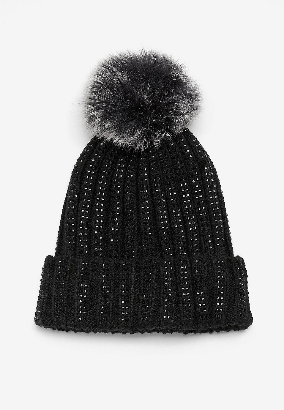 Black Rhinestone Pom Beanie | Maurices