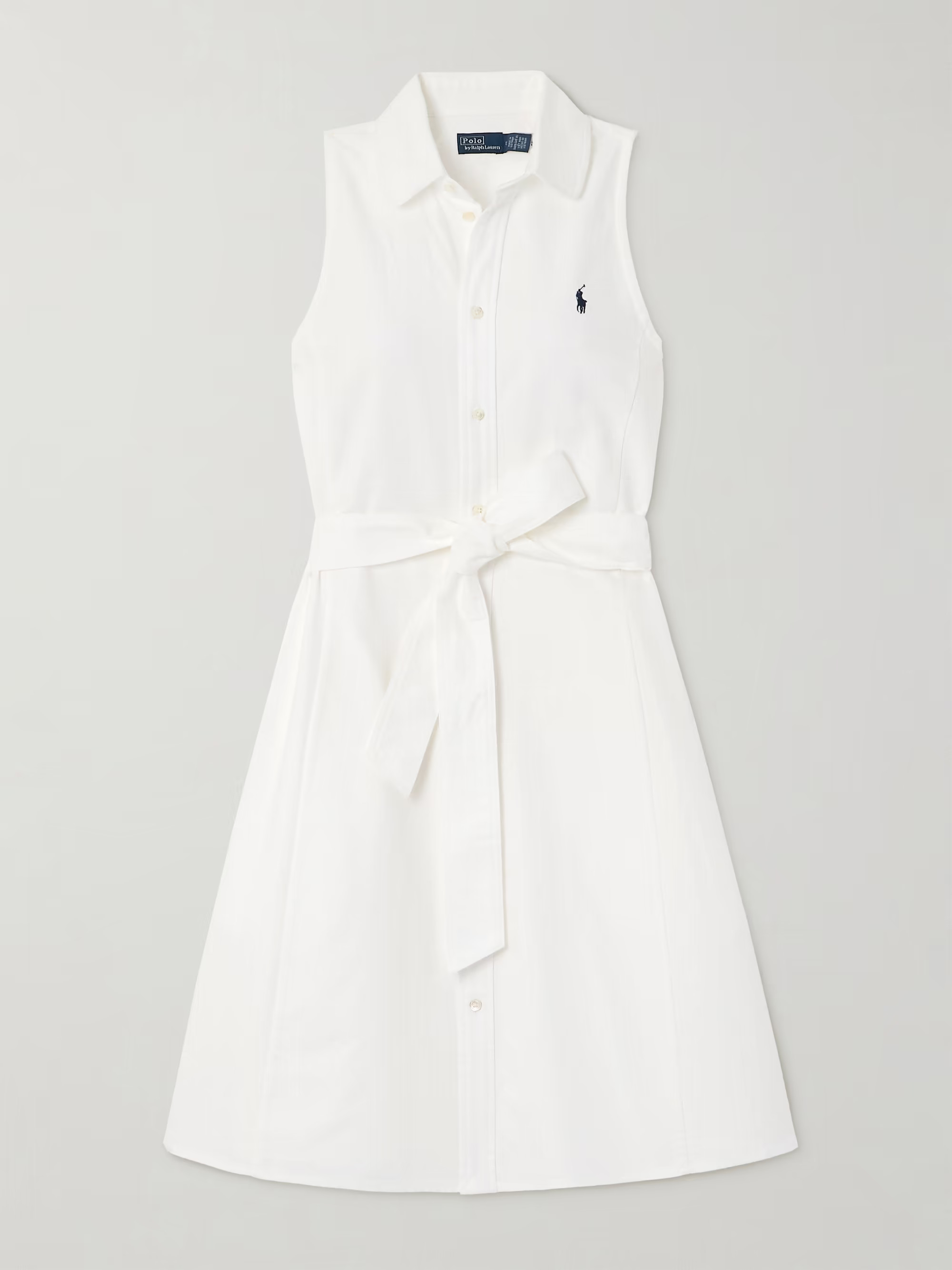 Embroidered belted cotton-piqué mini dress | NET-A-PORTER (US)