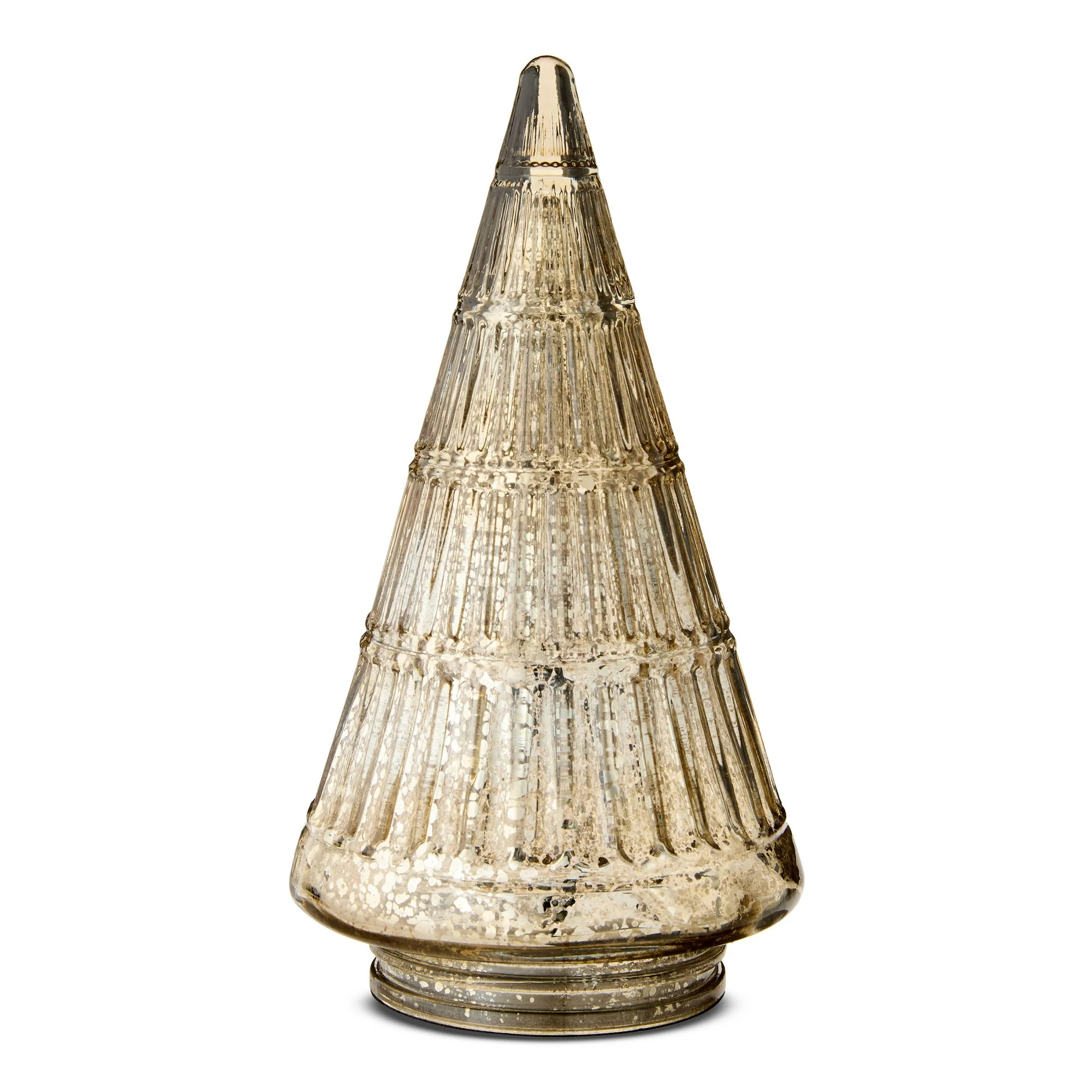 Glass Ribbed Christmas Tree Tabletop Decoration, Gold, 7.9", by My Texas House | Walmart (US)