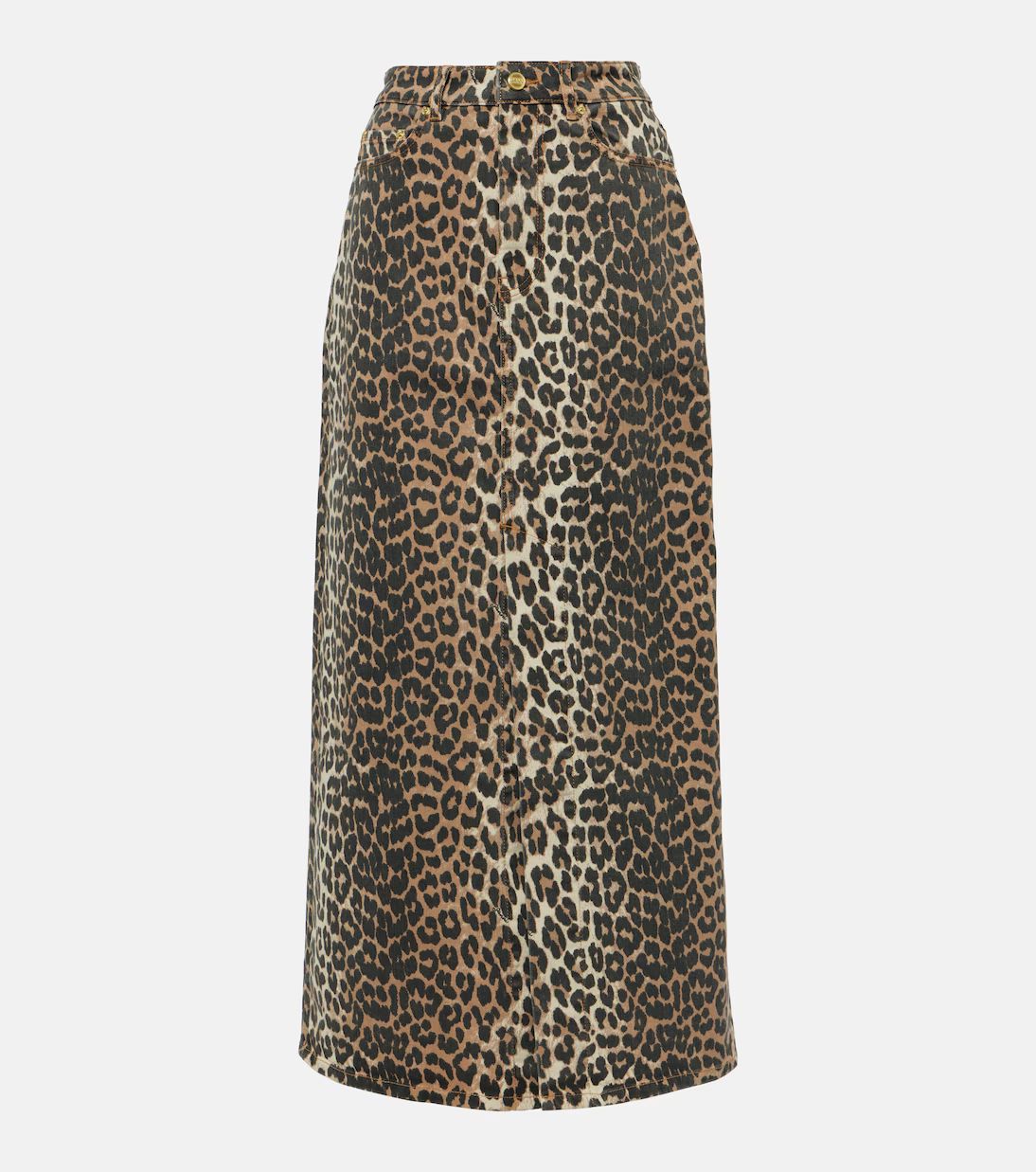 Leopard-print denim maxi skirt | Mytheresa (UK)