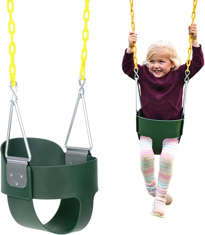 Eastern Jungle Gym Heavy-Duty High Back Full Bucket Toddler Swing Seat | Coated Swing Chains Full... | Amazon (US)