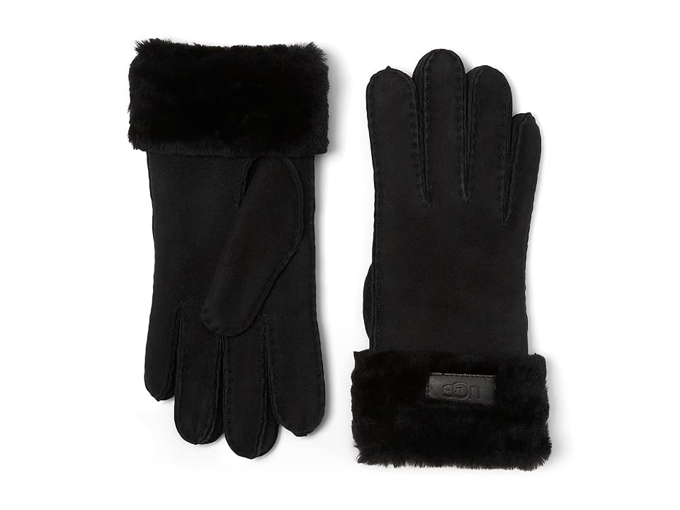 UGG Turn Cuff Water Resistant Sheepskin Women's Gloves Extreme Cold Weather Women's Gloves Black : MD, Leather/Sheepskin | Zappos