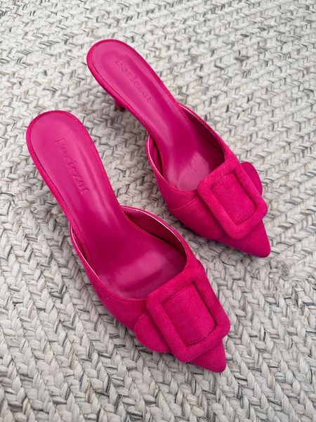 Pink Buckle Pointed Toe Kitten Heel Mules - fit TTS

#LTKfindsunder50 #LTKshoecrush #LTKHoliday