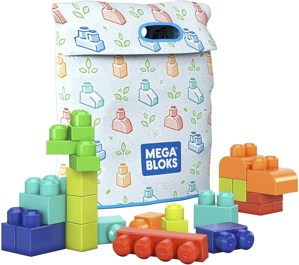 MEGA BLOKS Fisher-Price Toddler Block Toys, Build N Play Bag with 60 Pieces and Storage Bag, Gift... | Amazon (US)