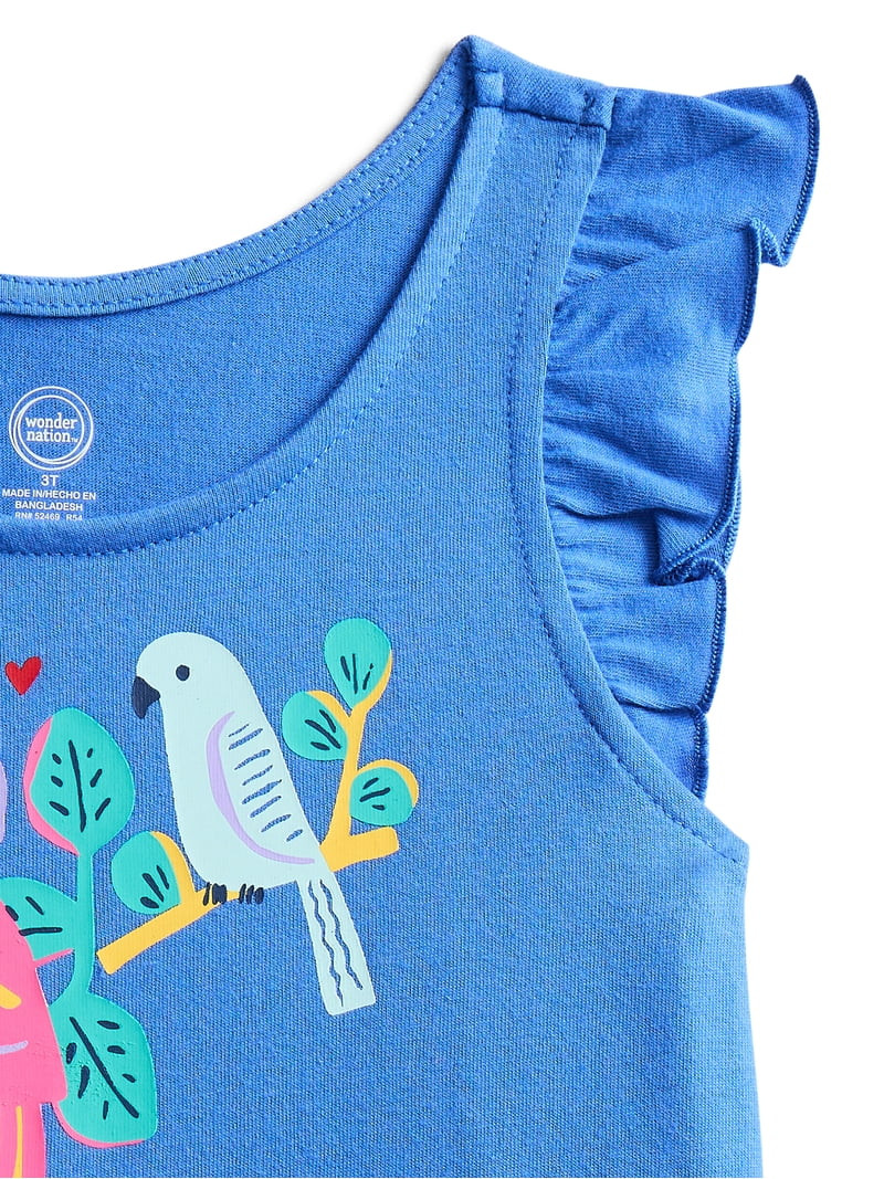 Wonder Nation Toddler Girls Graphic Tank Top with Ruffle Sleeves, Sizes 18M\u20135T | Walmart (US)