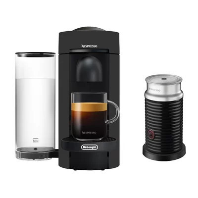 Nespresso VertuoPlus Deluxe Coffee and Espresso Machine by De'Longhi with Aeroccino Milk Frother, Limited Edition Matte Black | Wayfair North America