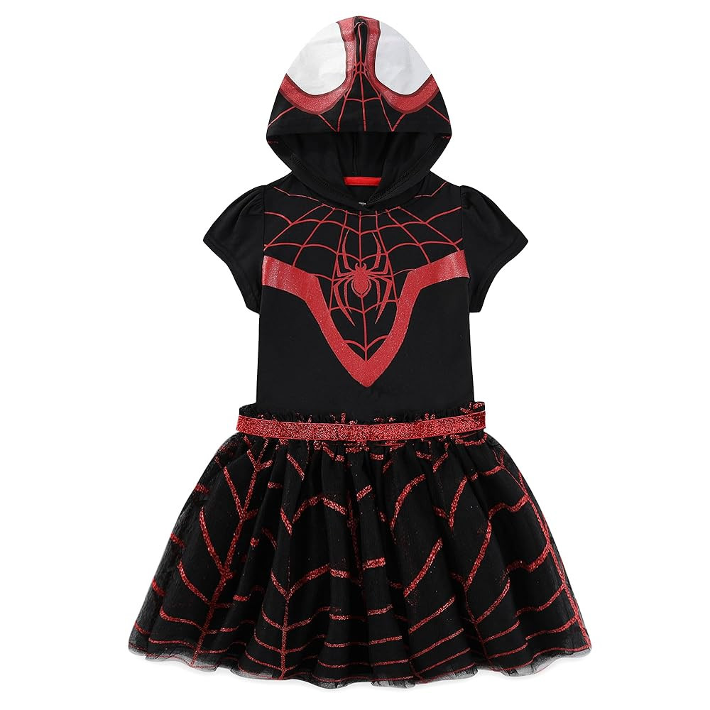 Marvel Miles Morales Spider-Man Girls Hooded Cosplay Tulle Dress for Toddlers | Amazon (US)
