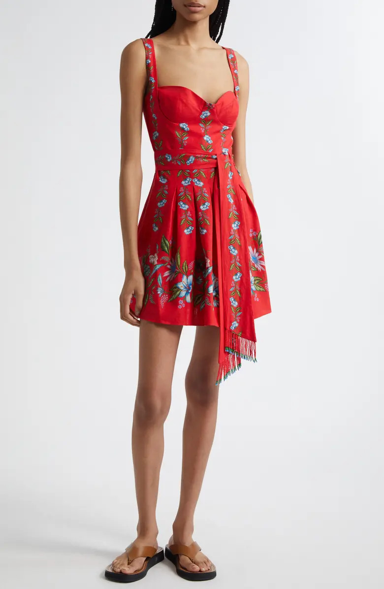 Sweet Bloom Bouquet Linen Blend Minidress | Nordstrom
