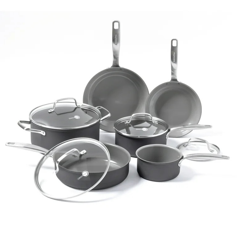 GreenPan Chatham Healthy Ceramic NonStick 10 Piece Cookware Set, Gray | Walmart (US)