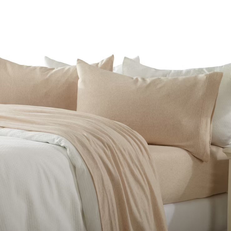 Great Bay Home Heathered Melange T-Shirt Jersey Knit Cotton Sheet Set | Target